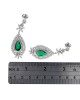 Synthetic Emerald and Diamond Floral Accent Dangle Earrings